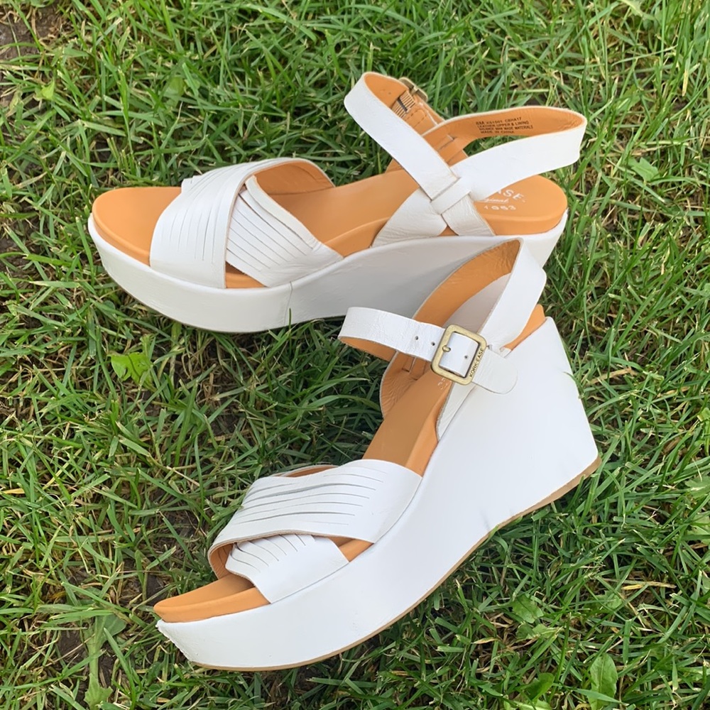 White wedge leather sandals KORK-EASE